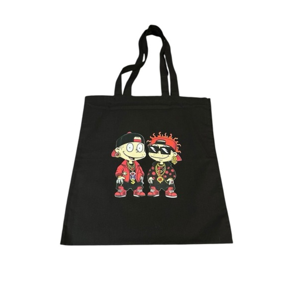 NEW canvas tote shoulder bag custom graphic handmade W 14 H 16‎ SH 11 inches